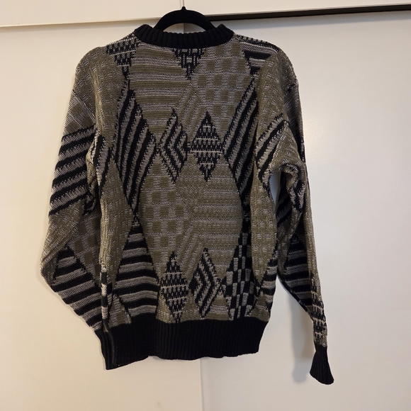 Peter England Sweater - Leather Accents! Black and Olive - Picture 2 of 14